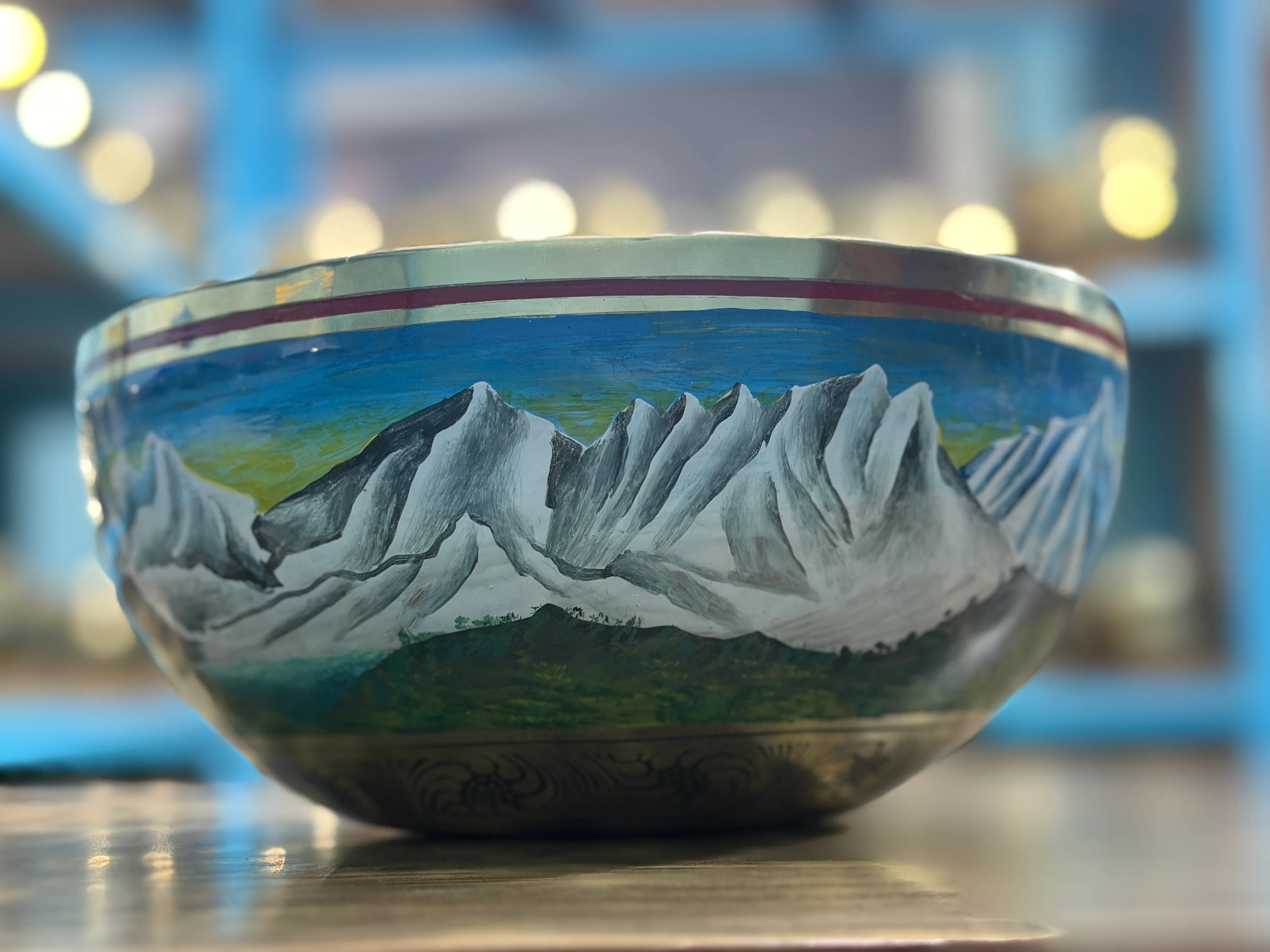 The Himalayans Handpainted Bronze Bowl: 9 Inch Bell Bronze Singing Bowl - Image 5
