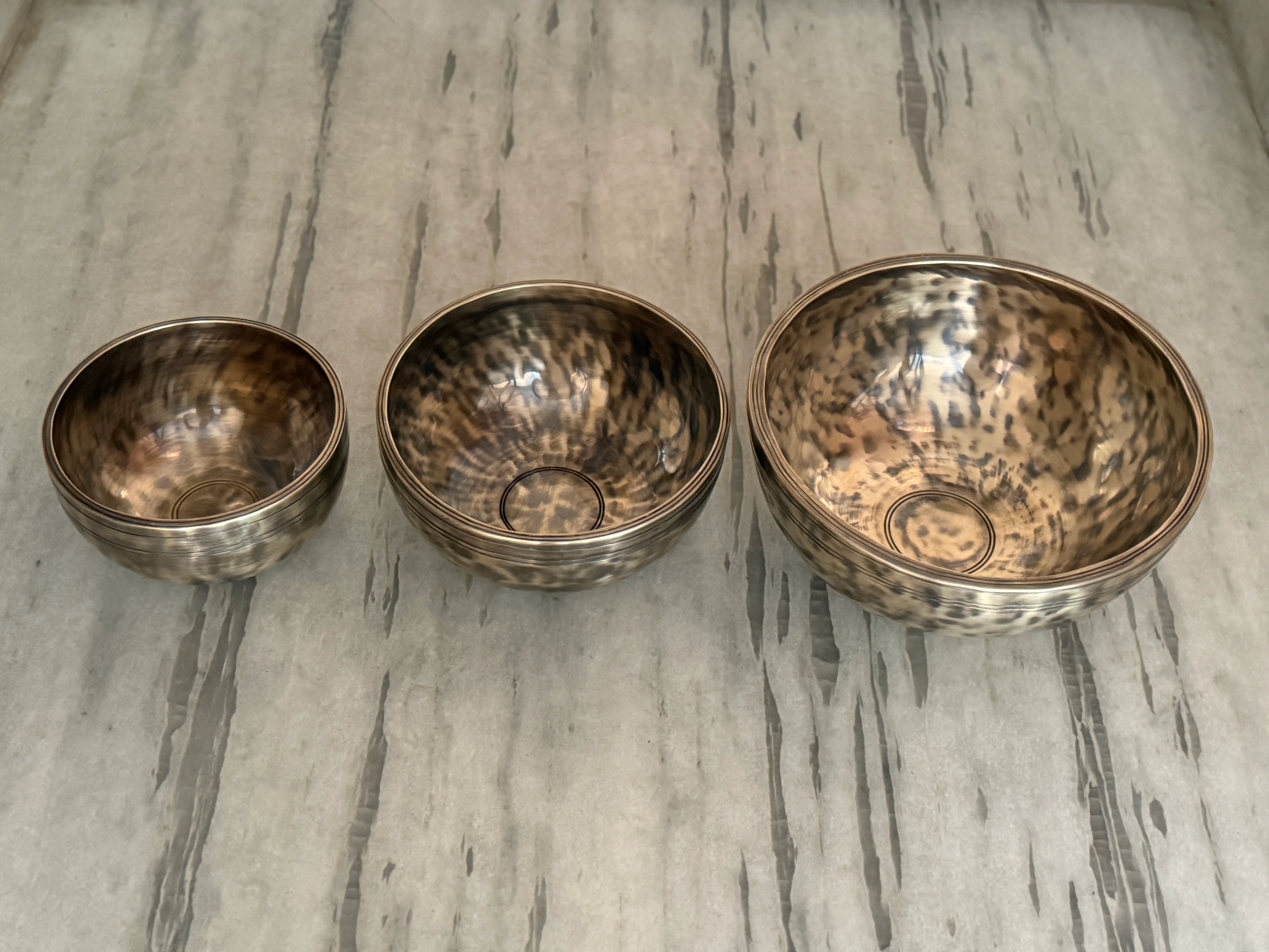 The Ohm Deep Rim Bronze Trio: 12in, 8.5in, 6in Extra Thick Rim Three Bowl Set - Image 20